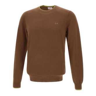 Sun 68 Round-neck Knitwear, male, Brown, S, Wool and Cotton Jumper