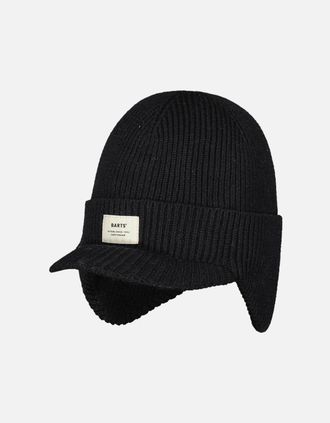 Barts Mens Barts Mens Coedy Knitted Beanie Hat with Earflaps - Black - Size: ONE size
