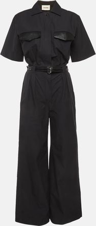 Nanushka Fabienne Black Cotton Wide Leg Jumpsuit