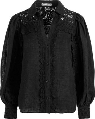 Alice & Olivia Venty linen shirt - women - Linen/Flax - M - Black