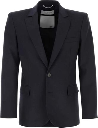 Valentino Garavani Single-breasted wollen blazer - Heren - Business blazers - Blauw - L - Wol - Kostuums