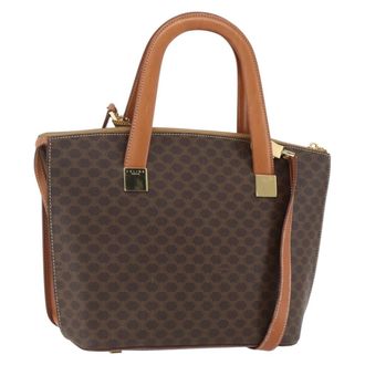 Celine Vintage Macadam Handbag Canvas And Leather Brown Canvas Handbag (Pre-Owned)