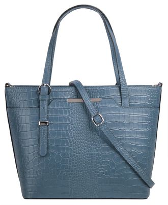 Cluty Henkeltasche CLUTY, Damen, Gr. B/H/T: 35cm x 28cm x 12cm onesize, blau, Leder, Reptilienpr&auml;gung, Taschen Henkeltasche, echt Leder, Made in Italy