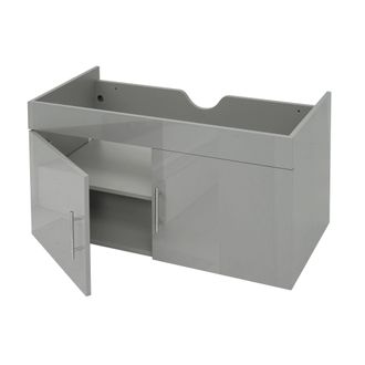 Hhg Nunca Usado] Mueble De Lavabo Hhg 242, Mueble De Lavabo Mueble De Lavabo Mueble De Ba&ntilde;o, Alto Brillo 90cm, Gris