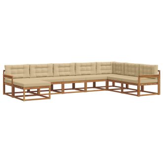 vidaXL Conjunto De Sof&aacute;s De Exterior Con Coj&iacute;n 8 Pcs Natural Y Beige Vidaxl