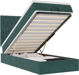 vidaXL Vidaxl - Estructura De Cama Otomana Colchones Terciopelo Verde Oscuro