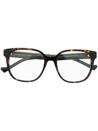 Gucci Occhiali squadrati con effetto tartarugato - Marrone