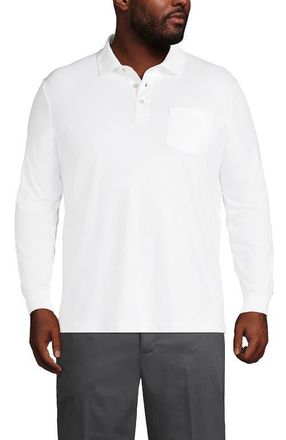 Lands End Long Sleeve Cotton Supima Polo Shirt with Pocket in Soft Canvas Heather at Nordstrom, Size Xx-Large