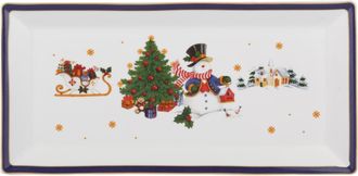 KASANOVA Piatto da portata rettangolare natalizio in porcellana, 36x21 cm