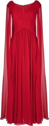 Elie Saab draped V-neck silk gown - women - Silk/Cotton/Viscose/Silk - 40 - Red
