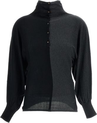Jacquemus Gray / Black The Diamond Silk-Blend Polo Shirt