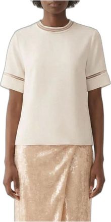 Fabiana Filippi Top con cuello y manga adornados - Tops - Mujer - Beige - M