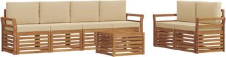 vidaXL Conjunto De Sof&aacute;s De Exterior 7 Uds. Natural Y Beige Vidaxl