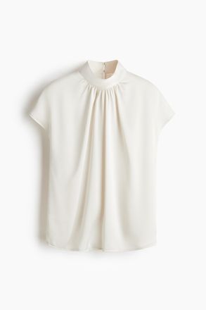 H&M Satinbluse mit Stehkragen - Weiss