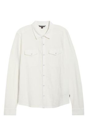 John Varvatos Arvon Cotton Snap-Up Western Shirt in White at Nordstrom, Size Xx-Large