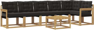 vidaXL Conjunto De Sof&aacute;s De Exterior 7 Uds. Blanco Y Negro Vidaxl