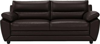 VENTE-UNIQUE.COM Sof&aacute; fijo piel sint&eacute;tica 3 plazas marr&oacute;n chocolate 201x82cm