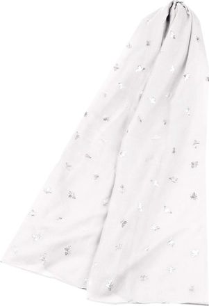 World of Shawls Ladies Girls Womens Glitter Bumble Bees Scarves Wraps Shawl Soft Scarf (White)