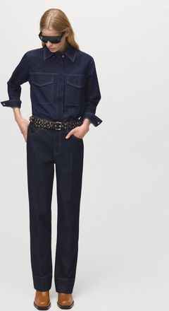 Mango Camicia denim tasche a falda blu scuro - Donna - XS - MANGO