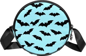 Generic Circle Crossbody Bag for Women, Bats Small Sling Bag Daypack with Zipper Adjustable Shoulder Straps Casual Ladies Girls Round Purse