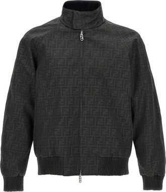 Fendi Black All Over Logo Print Jacket