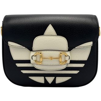 Gucci Womens x Adidas Black Horsebit 1955 Shoulder Bag Leather - One Size