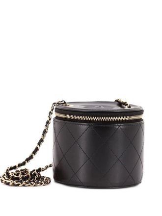 Chanel CC Round Vanity Case with Chain Quilted Lambskin Mini clutch bag - Nero