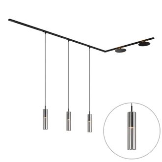 QAZQA Qazqa Sistema De Iluminaci&oacute;n De Riel Moderno Negro Con 3 Luces