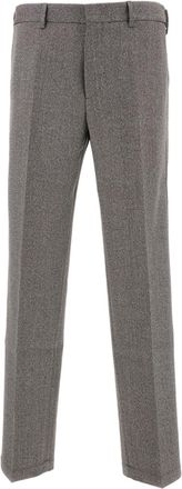 Cellar Door Straight-Leg Wool Pants With Pressed Crease And Low Waist