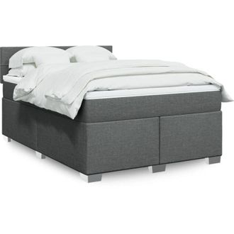vidaXL Cama Box Spring Con Colch&oacute;n Tela Gris Oscuro 140x190 Cm Vidaxl
