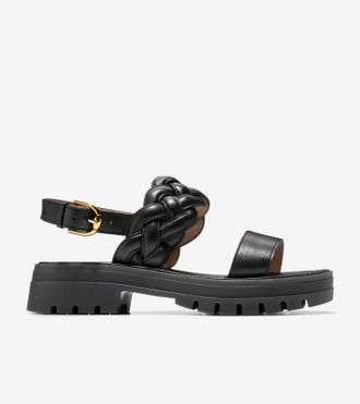 Cole Haan Cressida W32544-001 Sandal Women Black Leather Lug Sole Hawk2995