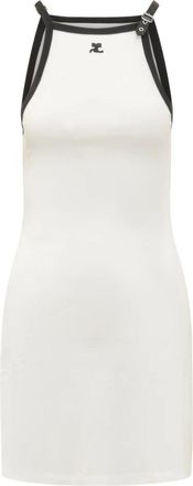 Courrèges Kleedjes, Dames, Wit, M, Katoen, Buckle Contrast Jurk