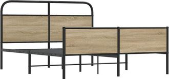 vidaXL Estructura De Cama Sin Colch&oacute;n Metal Roble Ahumado 160x200 Cm Vidaxl