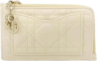 Dior Pre-owned Lady Dior Cosmos Lamsleer Muntetui - Dames - Vintage Accessoires - Beige - ONE Size - Leer - Vintage