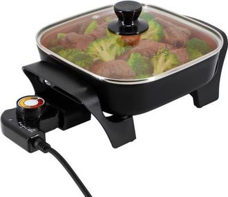 MegaChef 8 Inch Electric Skillet with Lid in Black with Copper Coating at Nordstrom