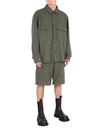 Msgm Logo-Embroidered Wool Shirt - Green