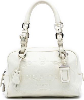 Prada Pre-owned Prada Vitello Daino Embossed Logo Bauletto Bag Ladies O3UR7QPIUO9TTPMQ