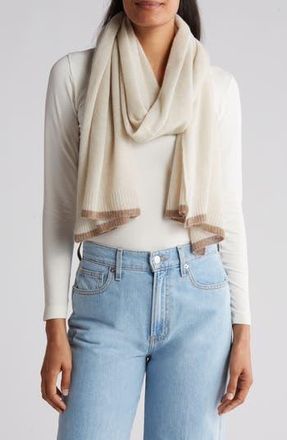 Portolano Colorblock Cashmere Scarf in Ivory/Nile Brown at Nordstrom Rack