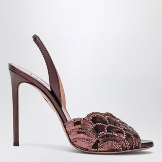 Aquazzura Ce Soir sandals in aubergine nappa leather
