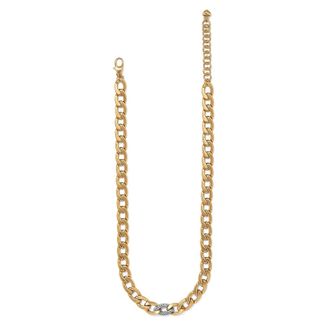 Brighton Womens Cleo Pave Link Necklace In Gold