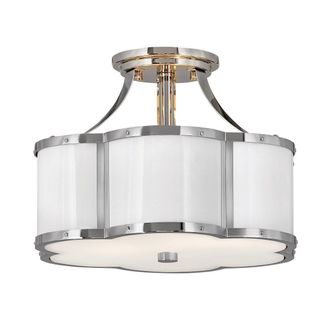 Netlighting Hinkley Chance Cylindrical Ceiling Light Polished Nickel with Polished White in Grey
