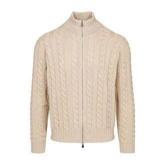 FILIPPO DE LAURENTIIS Truien & Vesten, Heren, Beige, L, Wol, Cardigan met volledige ritssluiting