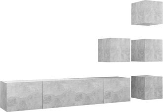 vidaXL Set De Muebles De Sal&oacute;n 6 Pzas Madera Ingenier&iacute;a Gris Hormig&oacute;n Vidaxl