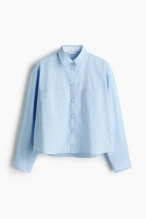 H&M L&auml;ssige Baumwollbluse - Hellblau