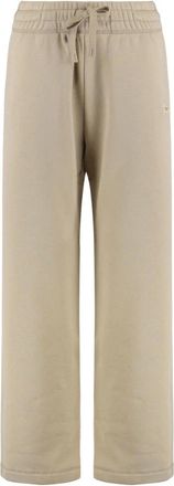 Maison Kitsun&eacute; Wijde Trainingsbroeken - Dames - Wijde Broeken - Beige - XS - Katoen - Broeken