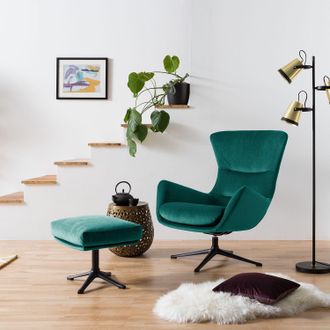 Studio Copenhagen home24 Studio Copenhagen Sessel Hepburn III Petrol Samt 84x99x96 cm (BxHxT)