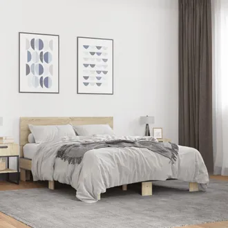 vidaXL Vidaxl - Estructura Cama Madera Ingenier&iacute;a Metal Roble Sonoma 120x200 Cm