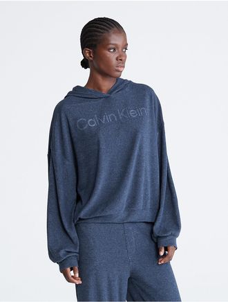 Calvin Klein Womens Cozy Lounge Sleep Hoodie - Navy - XS