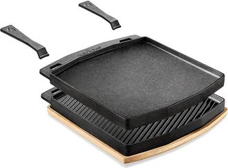 Nutrichef Reversible Cast Iron Griddle With Scraper