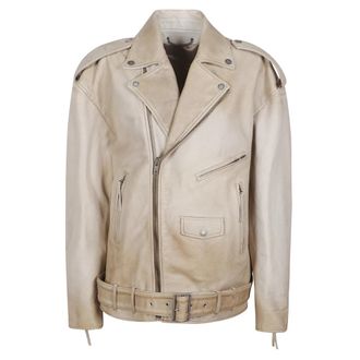 Golden Goose Journey Leather Jacket - Dames - Leren en Su&egrave;de Jassen - Beige - S - Leer - Jassen